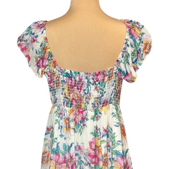 NWT Hale Bob Tiered Babydoll Dress Sz.S Floral Chiffon Flatter Sleeve Romantic - Picture 5 of 15